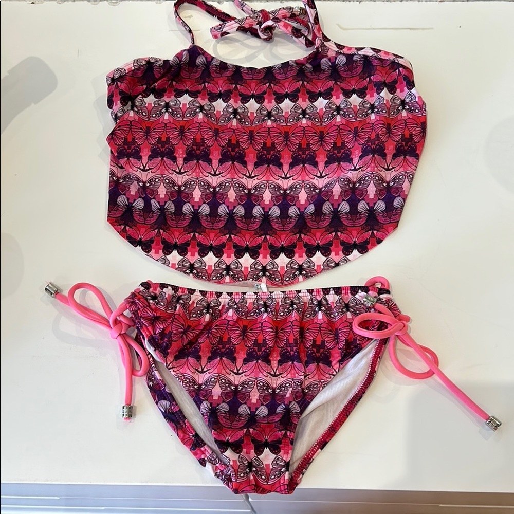 Pink Butterfly Kids Swim Bikini